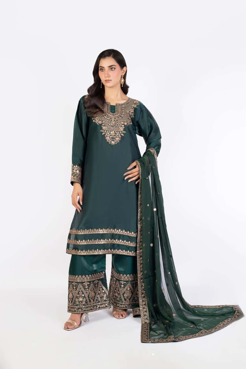 Deep Emerald Green Pure Sheesha Silk - Image 1